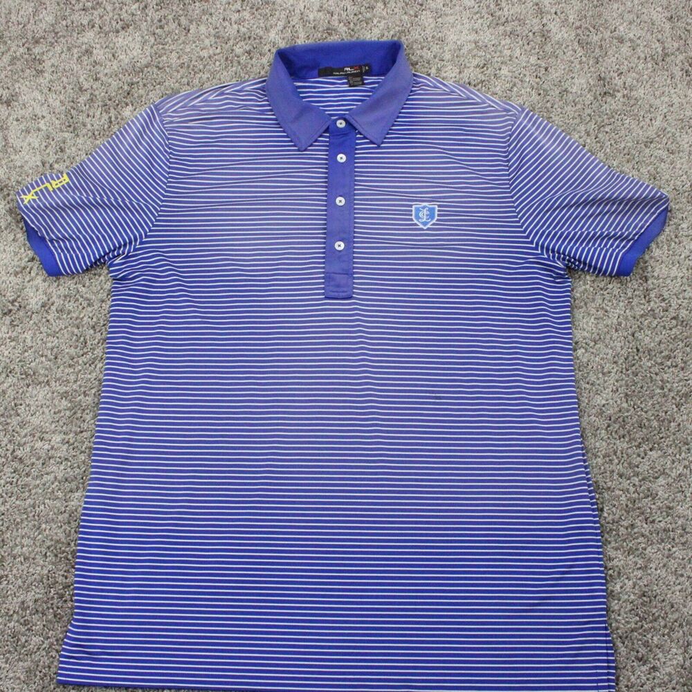 RLX Ralph Lauren Stripe Polo Shirt Mens XL Blue Golf